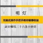 明灯副业三十六条小妙招之无脑式操作手把手教你躺赚收益