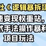 倪尔昂逻辑暴拆项目N式之03：快速变现权重站，灰色技术手法操作暴利单人项目玩法