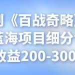 忠余网创《百战奇略》第四十一法：蓝海项目细分领域，日收益200-300+
