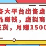 在各大平台出售虚拟类商品赚钱，虚拟商品无需发货，月赚1500美元