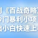 忠余网创《百战奇略》第五十二法：冷门暴利小项目，零基础小白快速上手