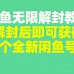 闲鱼无限解封教程，解封后即可获得一个全新闲鱼号，一单80到180