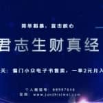 君志生财真经第四关：偏门小众电子书售卖，一单2元月入过万