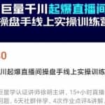巨量千川起爆直播间操盘手实操训练营，实现快速起号和直播间高投产