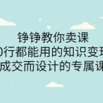 薛辉旗下铮铮教你卖课：360行都能用的知识变现课，为成交而设计的专属课程-价值2980