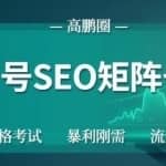 高鹏圈公众号SEO矩阵号群，实操20天纯收益25000+，普通人都能做