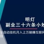 明灯副业三十六条小妙招之第19招全自动挂机月入上万躺赚互联网