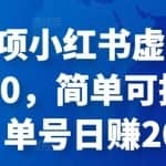 森罗万项小红书虚拟搬砖项目1.0，简单可批量操作，单号日赚200+