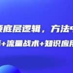 短视频底层逻辑，方法中的方法，基石篇+流量战术+知识应用实战-价值389元