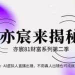 亦宸财富81系列第2季第28集：AI虚拟人直播出镜，不用真人出镜也可成就自己ip