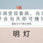 明灯副业三十六条小妙招之第三条亲测变现套路，当天学会当天即可赚钱