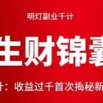 明灯副业千计—《生财锦囊》第三计收益过千首次揭秘新手必备