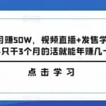 圣钒挑战月赚50W，视频直播+发售学习总结，一年只干3个月的活就能年赚几十万