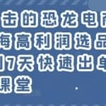 2022进击的恐龙电商:淘宝小众蓝海高利润选品方法论，做到7天快速出单小白也能做到