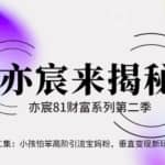 亦宸财富81系列第2季第22集：小孩怕笨高阶引流宝妈粉，垂直变现新玩法