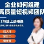 企业如何组建高质量视频团队，12节课​教你从0到1搭建短视频团队