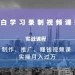 实操月入过万的网课制作、推广、赚钱，小白零基础学习录制视频课赚钱