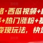 卓文网络·西瓜视频+橱窗变现+小程序+热门涨粉+基础课程，零粉丝变现玩法，快速起号等