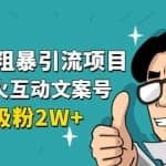 公众号引流项目：抖音短视频必火互动文案号，两天吸粉2W+