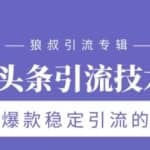 狼叔今日头条引流技术3.0，打造爆款稳定引流的玩法，VLOG引流技术