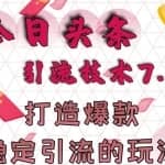 今日头条引流技术7.0，打造爆款稳定引流的玩法，收入每月轻松过万