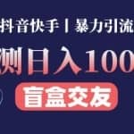 亲测日收益1000+的交友盲盒副业丨有手就行的抖音快手暴力引流