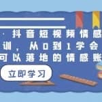 丁老师·抖音短视频情感项目培训，从0到1学会做一个可以落地的情感账号