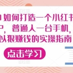 从0-1如何打造一个小红书爆款IP，普通人一台手机，就可以狠赚钱的实操指南