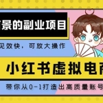 小红书蓝海大市场虚拟电商项目，手把手带你打造出日赚2000+高质量红薯账号