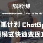热狐计划：王大陆ChatGpt多重变现实操课，多种模式快速变现