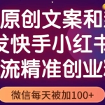 智能原创封面和创业文案，快手小红书引流精准创业粉，微信每天被加100+（揭秘）