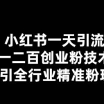 小红书一天引流一二百创业粉技术，可引全行业精准粉玩法【仅揭秘】