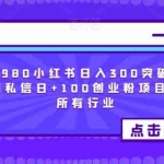 价值980小红书日入300突破限制无限私信日+100创业粉项目适合所有行业